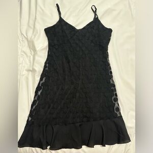 Elegant Black Leola Couture Mini Dress – Size Medium, Lace Lined